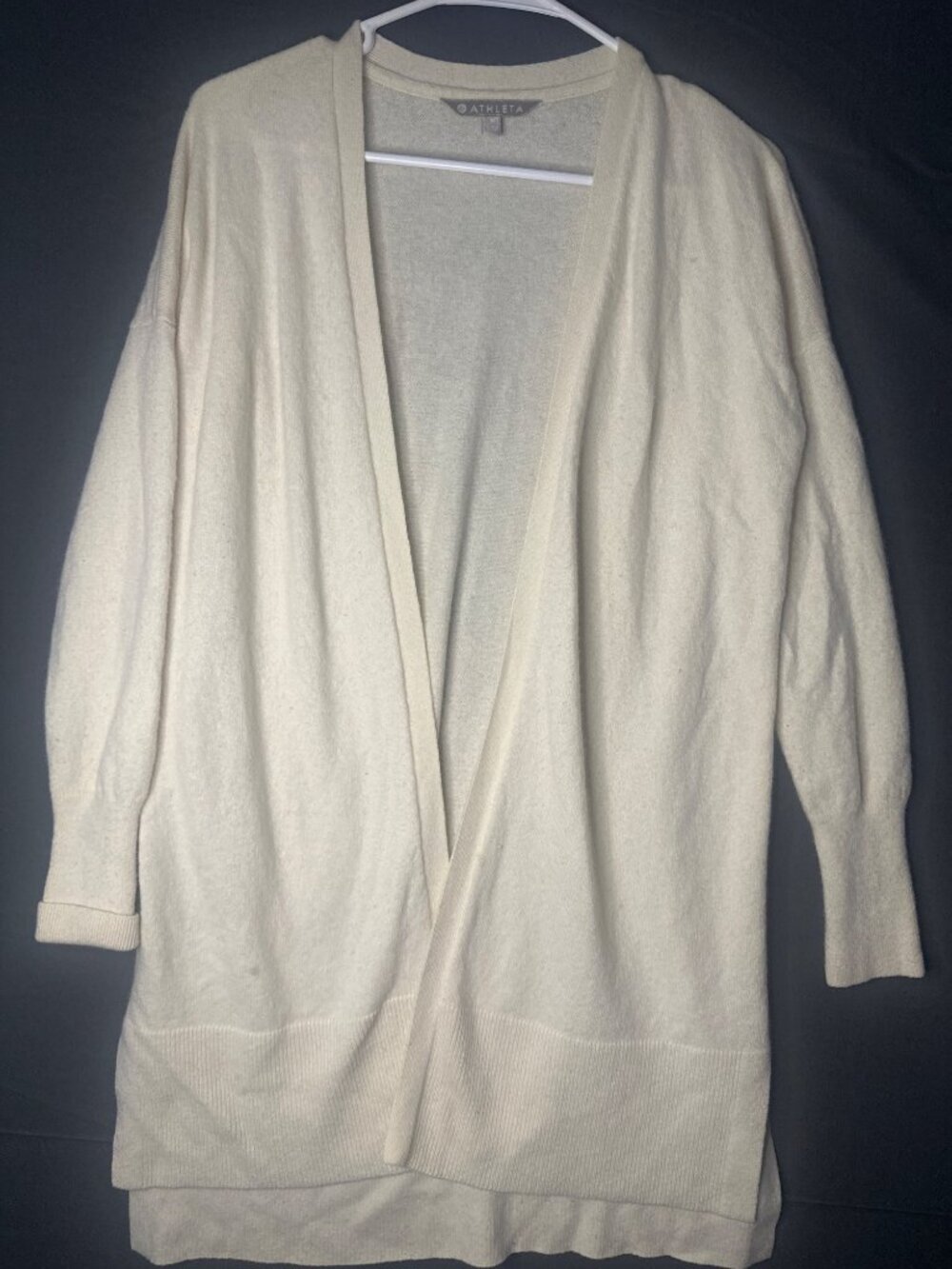 Athleta S Wool Cashmere Long Cardigan Sweater Open Front Quiet Luxury